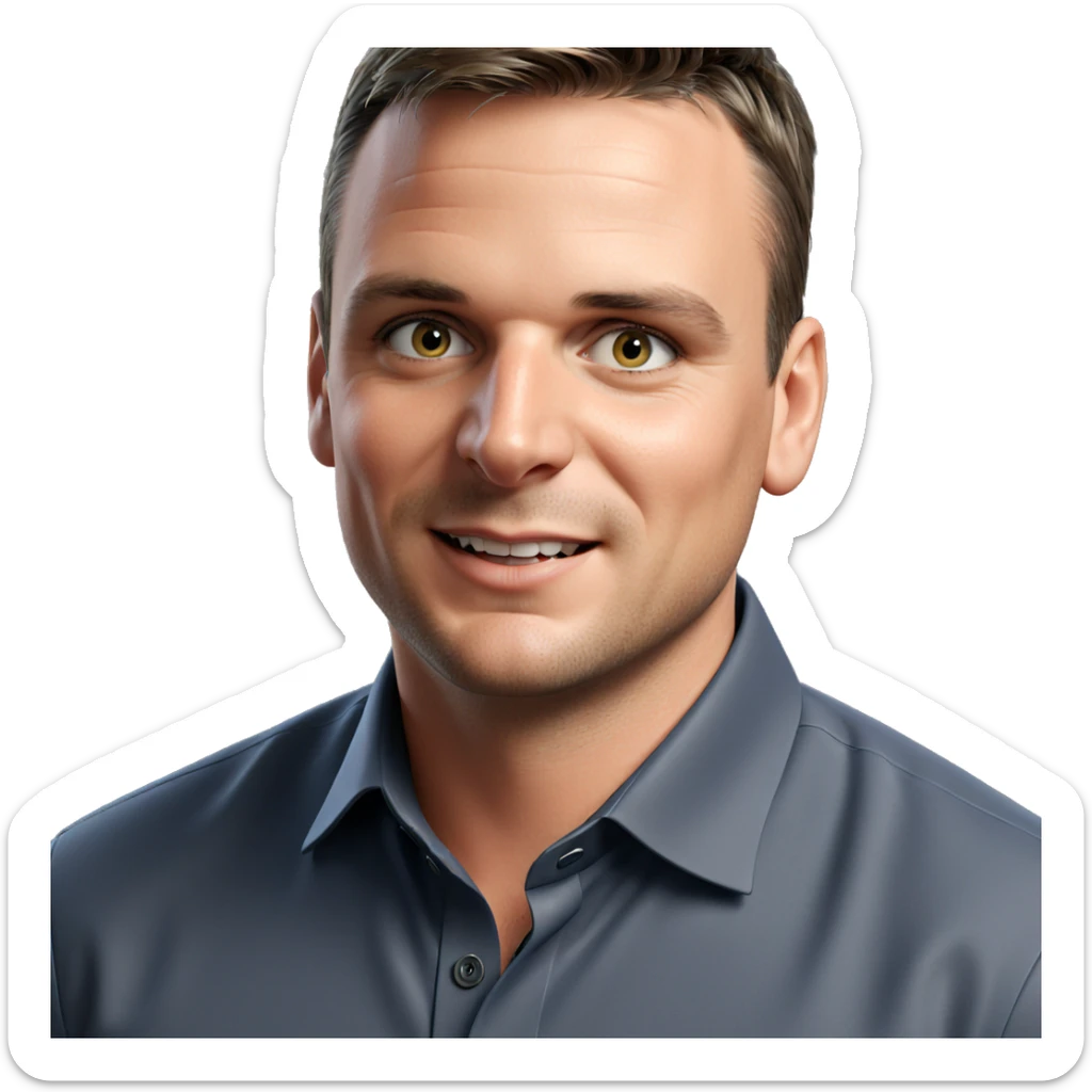 smiling boy in collared shirt sticker