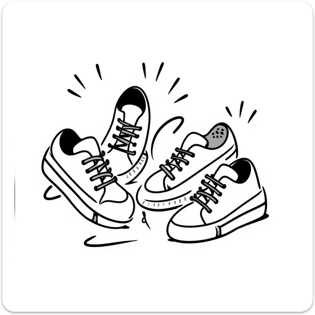 Canvas sneakers/casual shoes in pastel colors (dd9fb0, ffc6d3, a3bfc9, c4bee2, f1b091), hand-drawn doodle style sticker