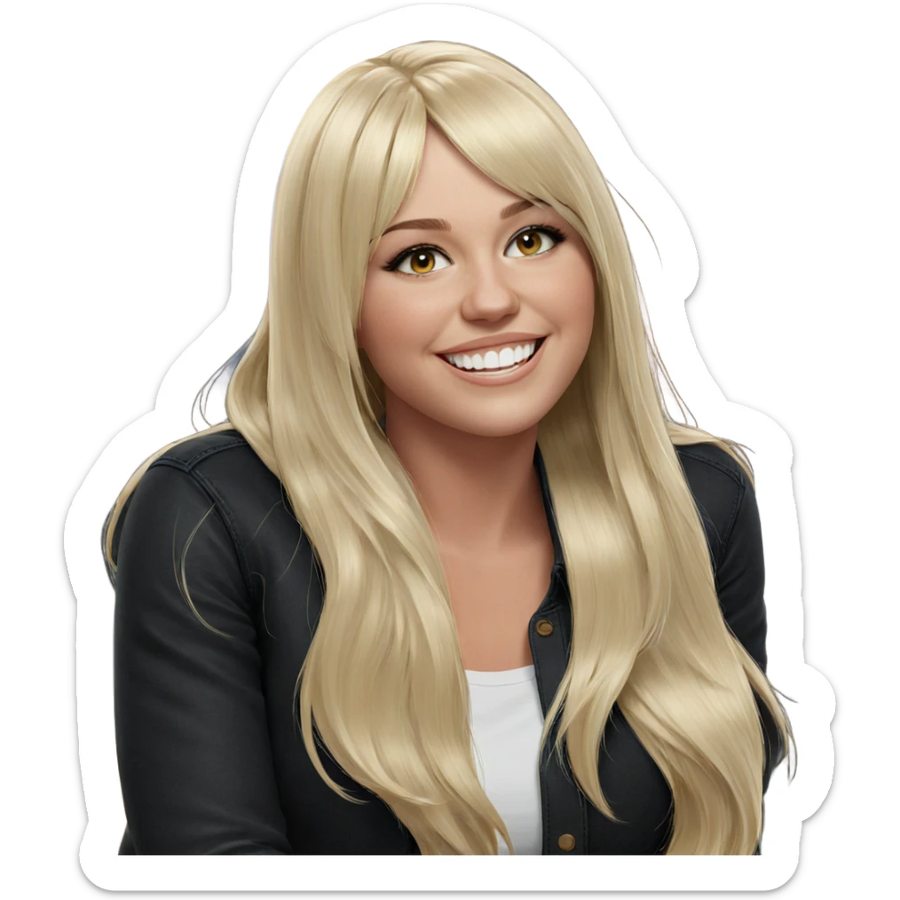 smiling girl with blonde hair sticker