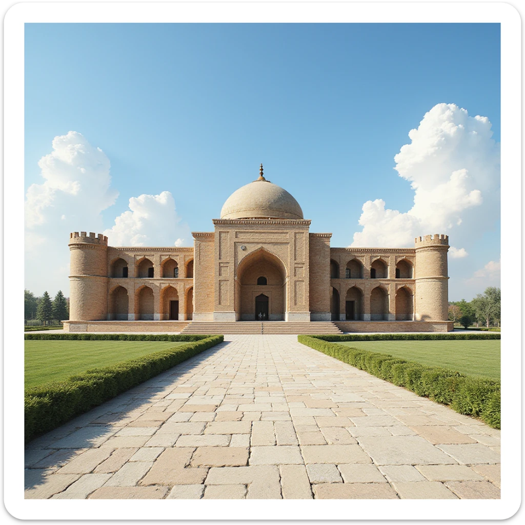 photorealistic illustration of the Khan's Palace in Bakhchisaray, detailed architecture, bright daylight, clear sky, matching the reference photo as closely as possible sticker