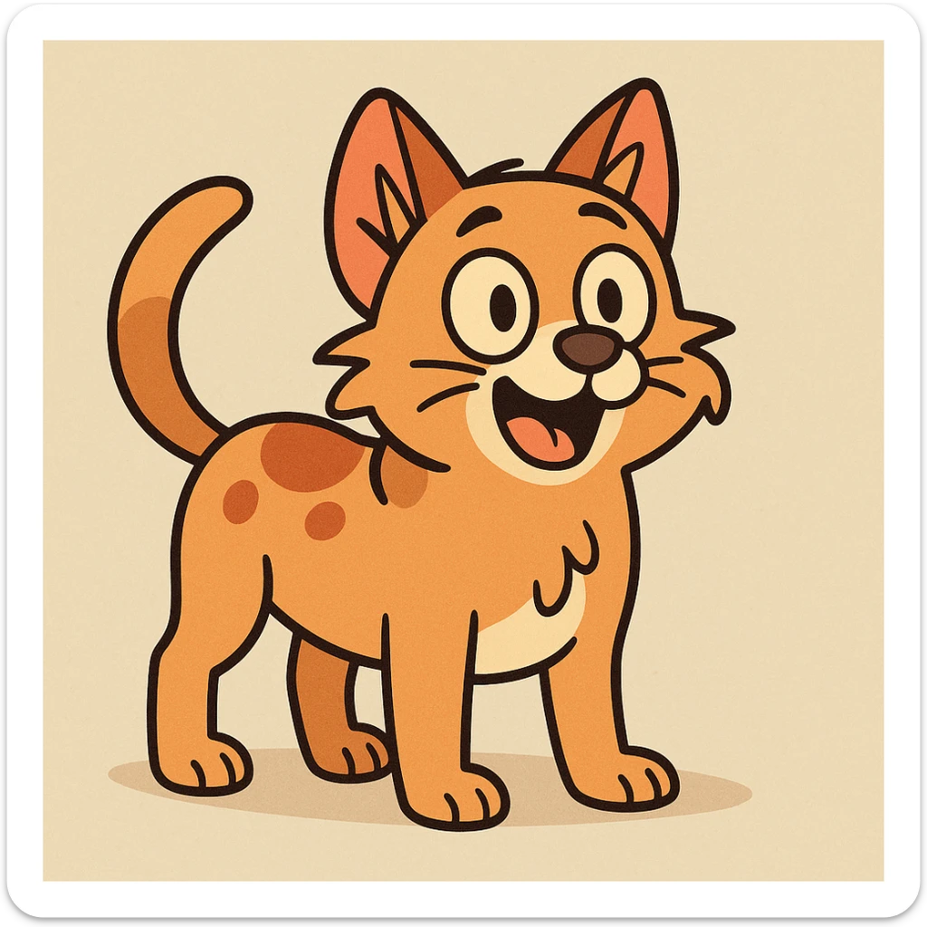 whimsical hybrid of a cat and a dog, playful and friendly, modern cartoon style sticker