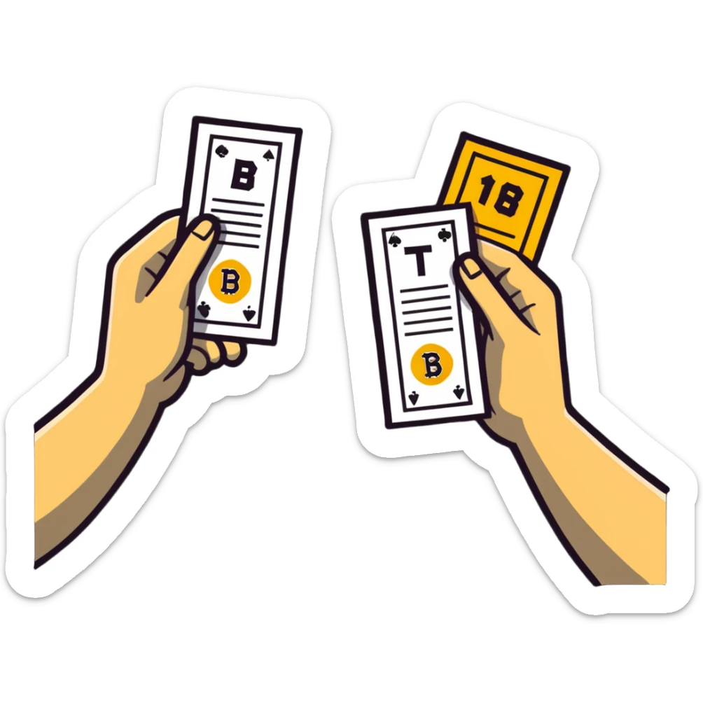 two sports fans high-fiving with a bet slip, representing 'tail your sports bet' sticker