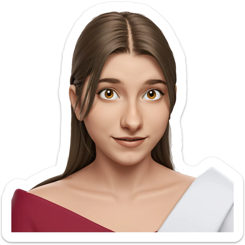 smiling girl with long hair sticker