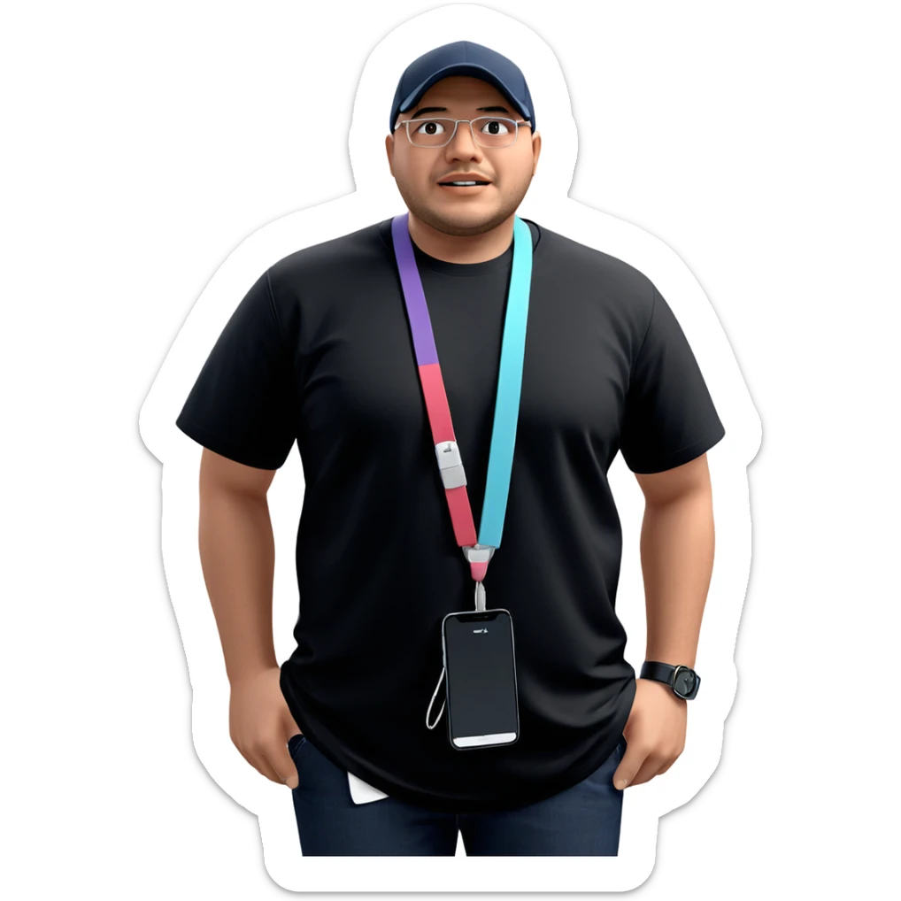 casual male with phone sticker