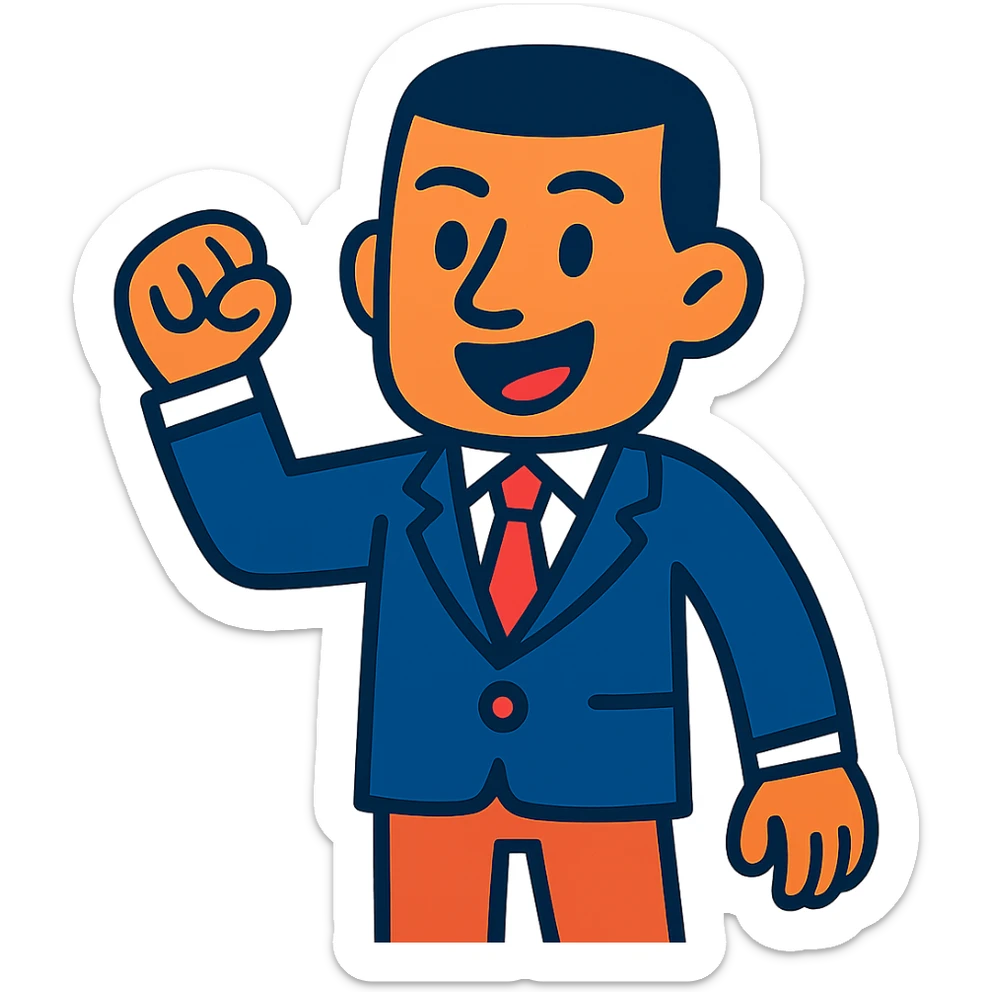 business man with black very short haircut in a cartoon style sticker