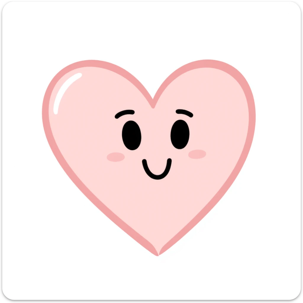 funny children's drawing of a heart with a cute face, pastel colors sticker
