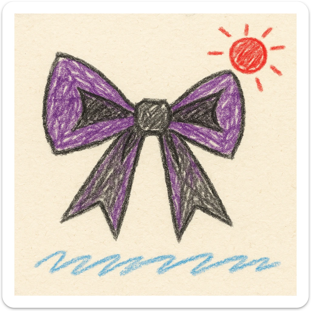 gothic bow, children doodle style sticker