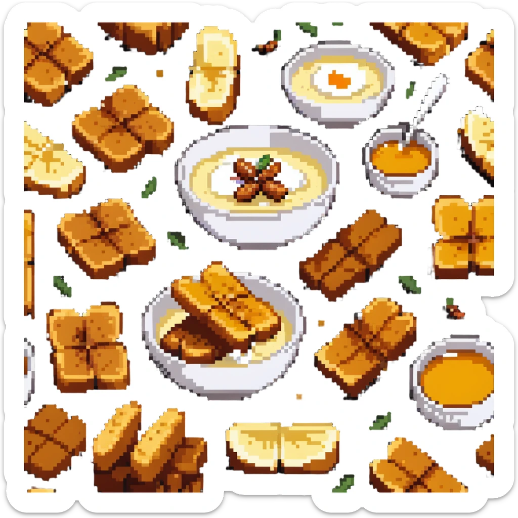 torrijas, Spanish sweet dish, fried bread slices soaked in milk and honey with cinnamon sticker