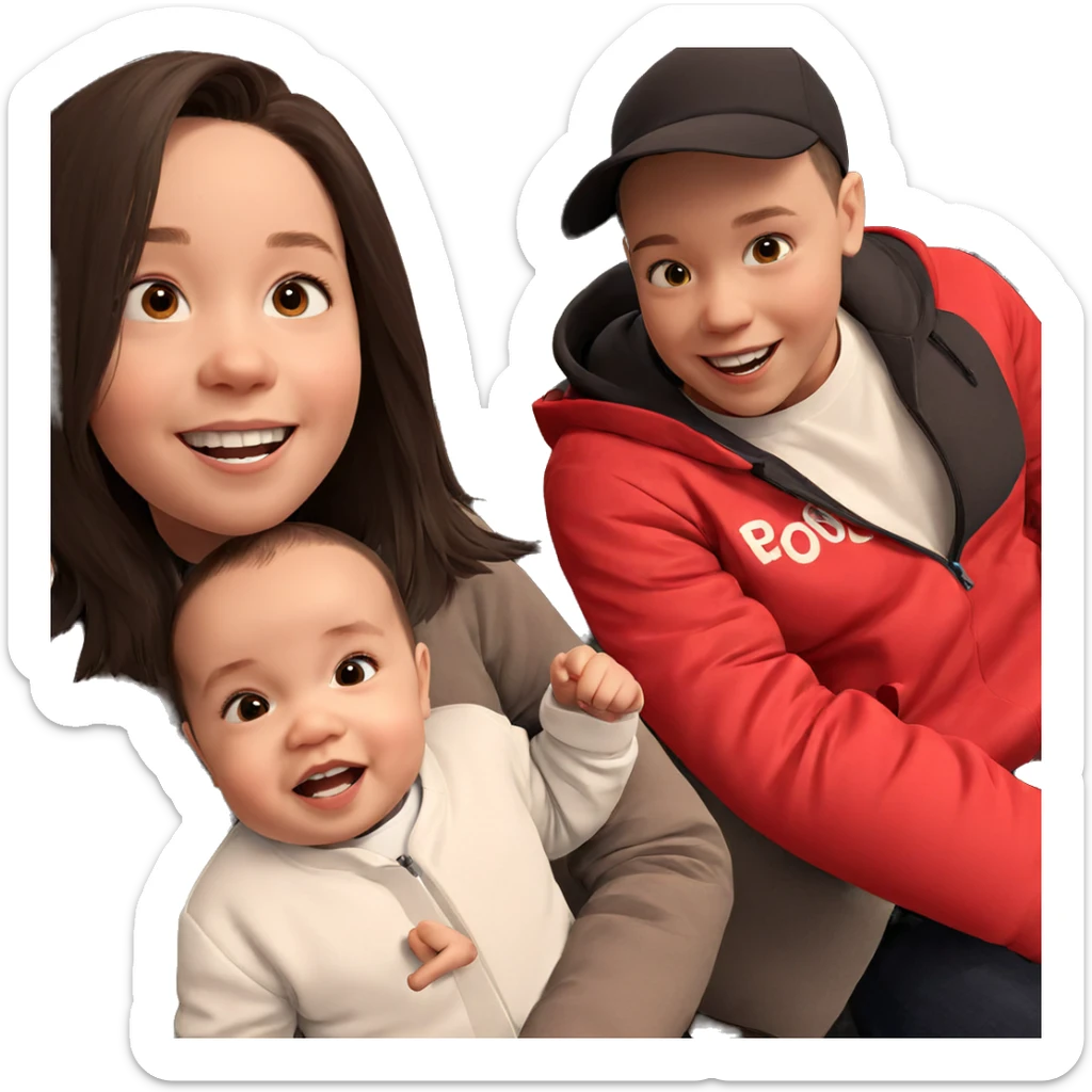 smiling girl among boys sticker