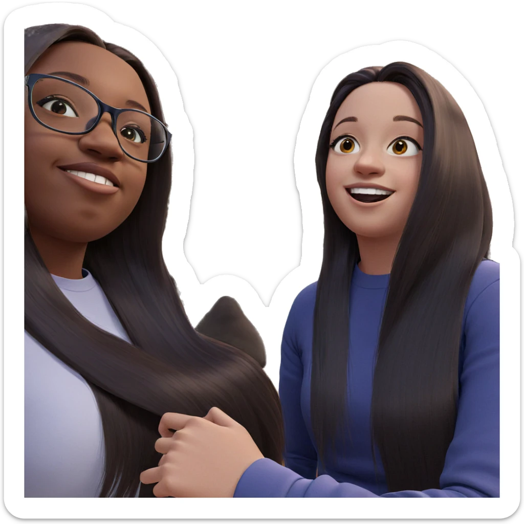 girls with long hair indoors sticker