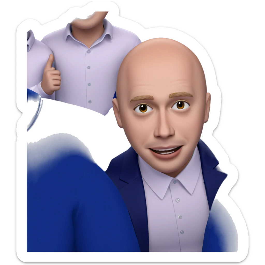 boys in blue jackets smiling sticker