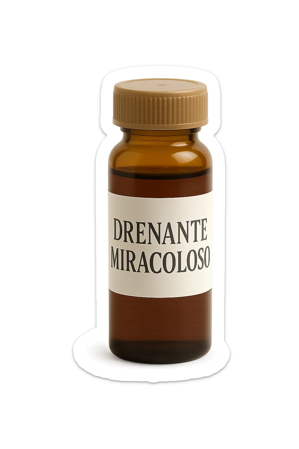 boccetta di drenante da bere, con la scritta "DRENANTE MIRACOLOSO" SULL'ETICHETTA sticker