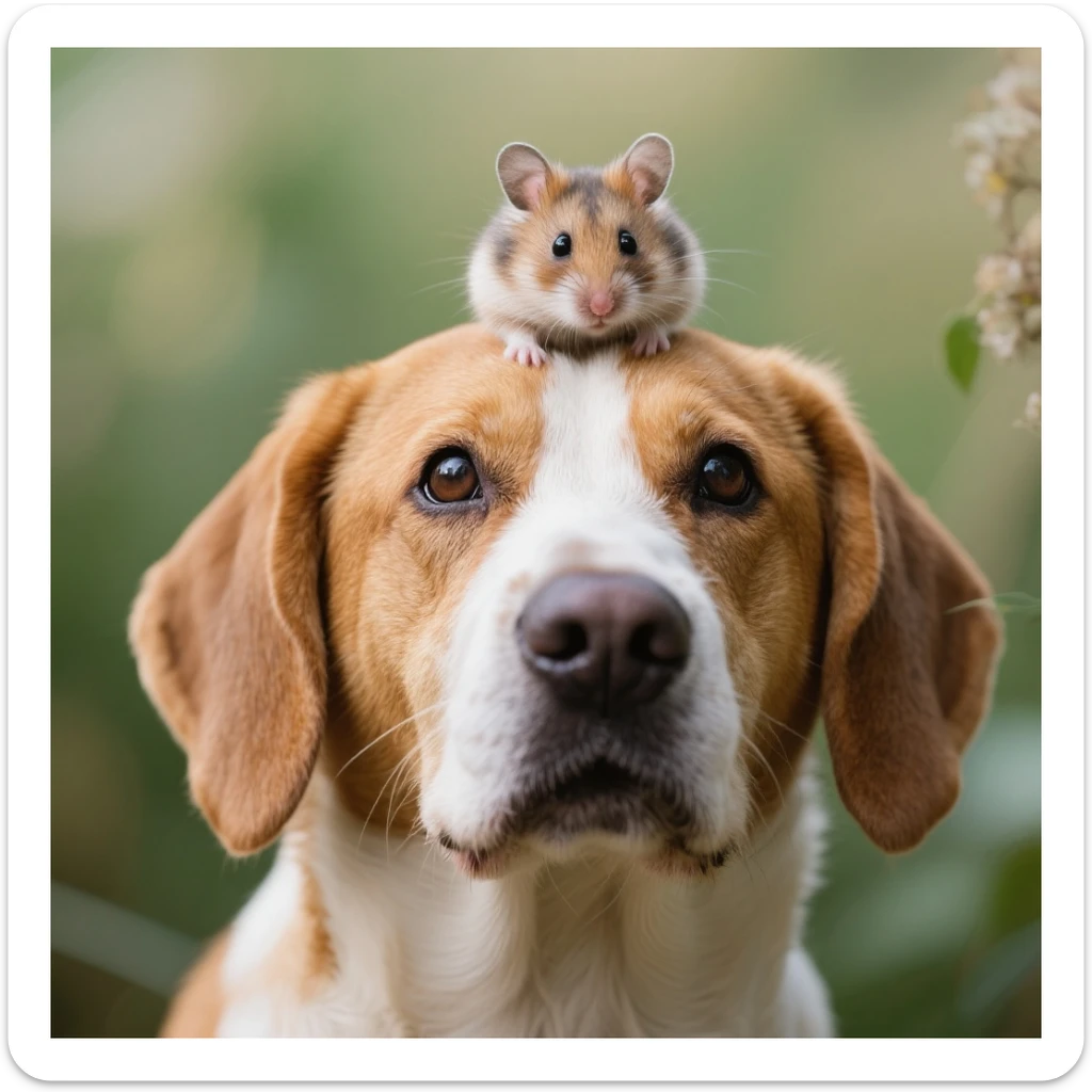 A hamster on the head of dog sticker