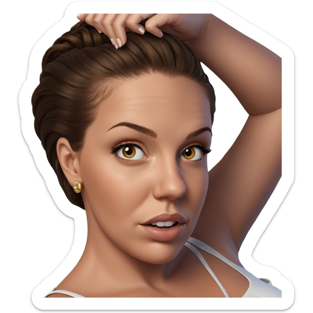 brown haired girl with earrings sticker