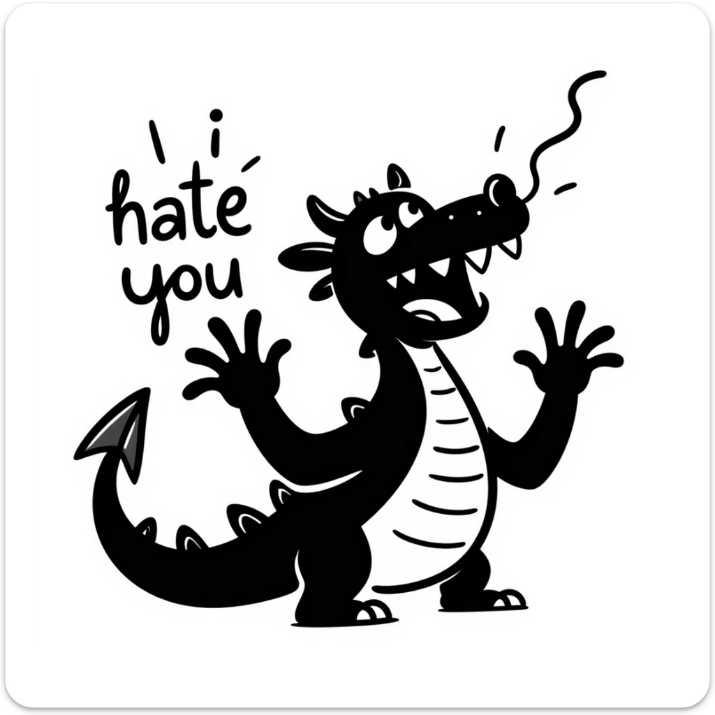 Angry dragon with the text "I hate you" sticker