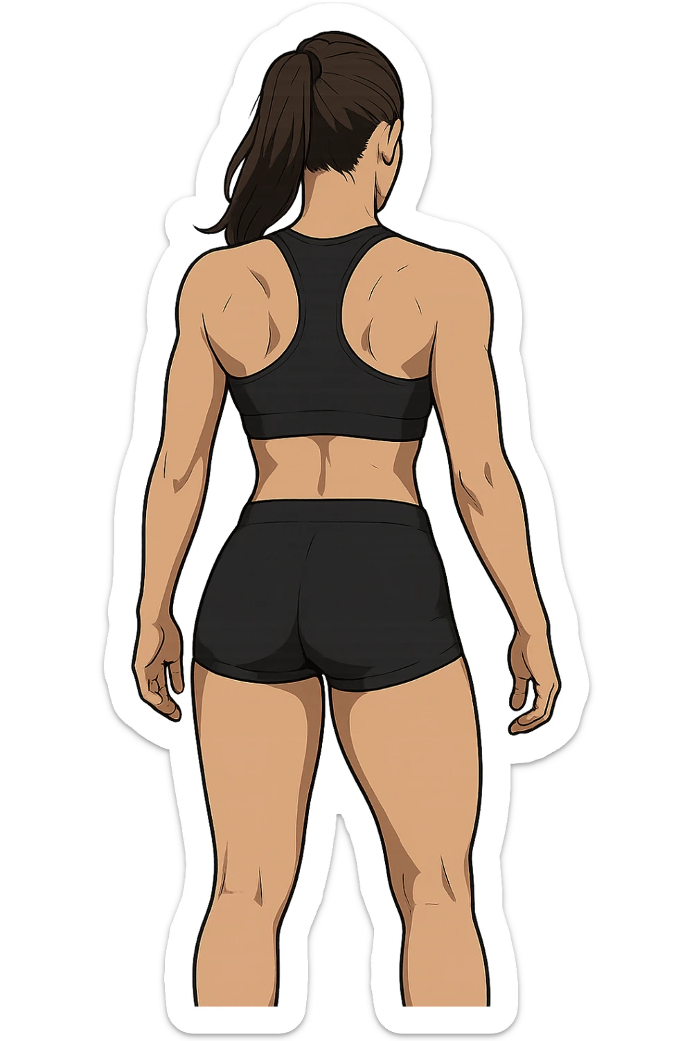 fitness woman di spalle in gym shorts sticker