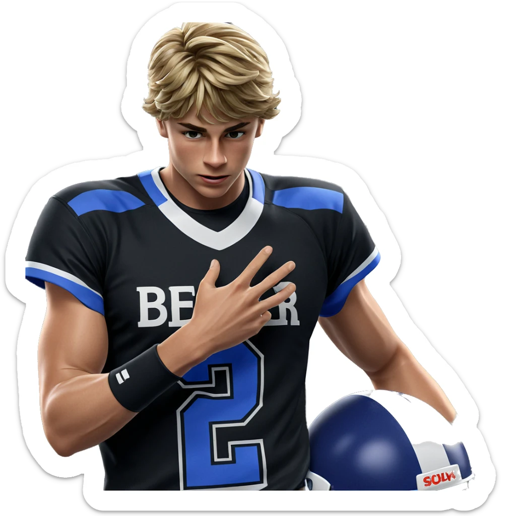 blonde boy in sportswear helmet sticker