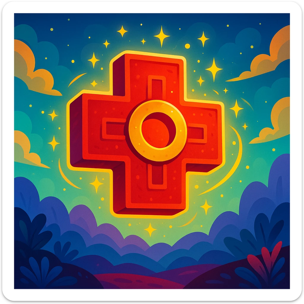 Chakana Andean cross in Disney style, vibrant, magical, red color sticker