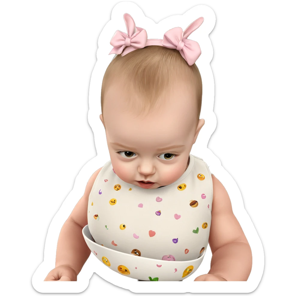 baby girl with bowl indoors sticker