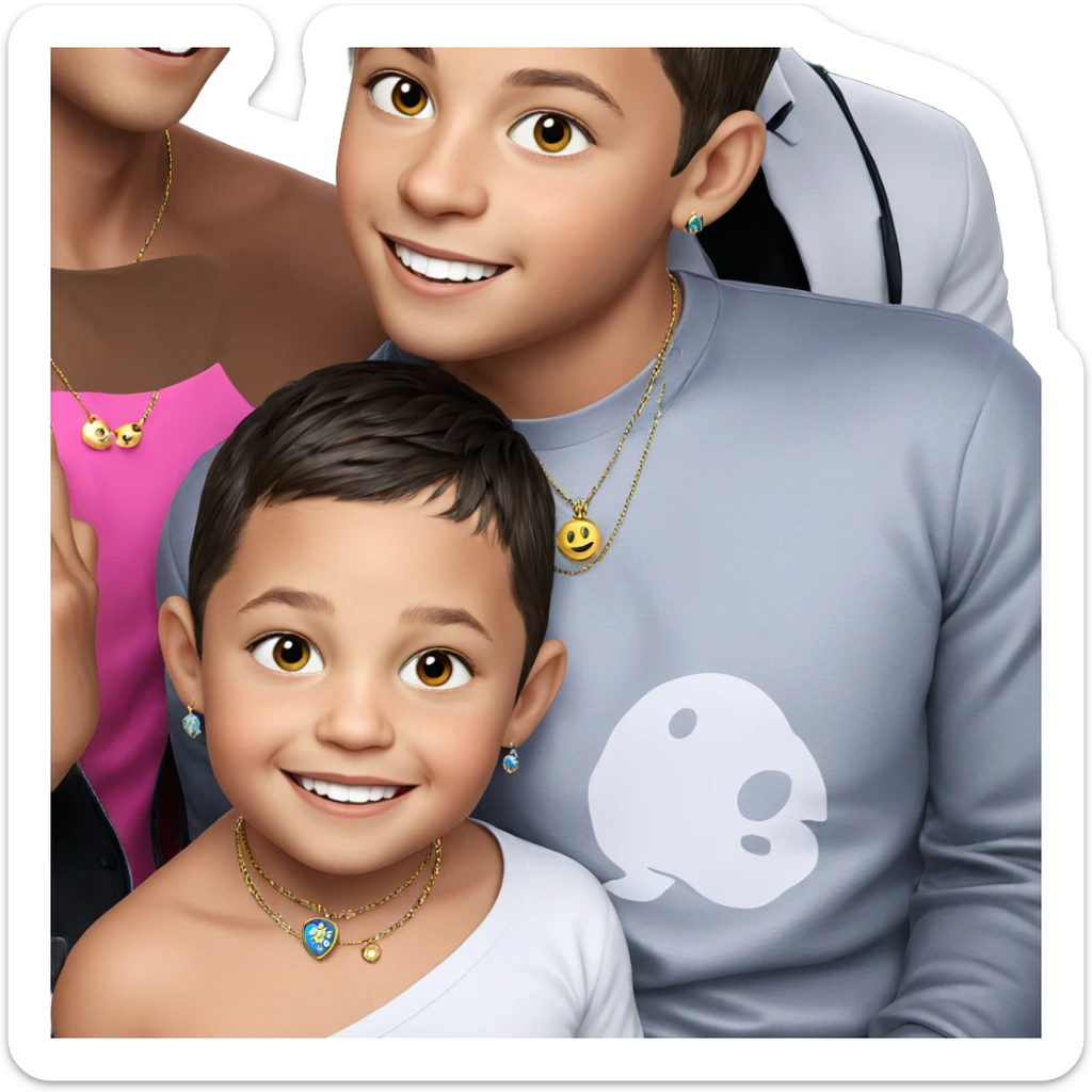 smiling boys with jewelry sticker