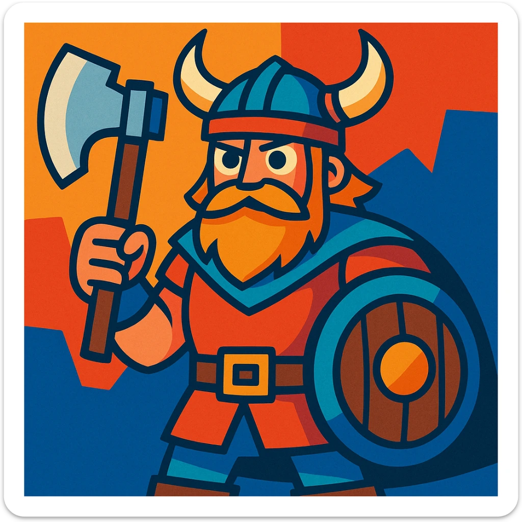 viking character, vibrant toon style sticker