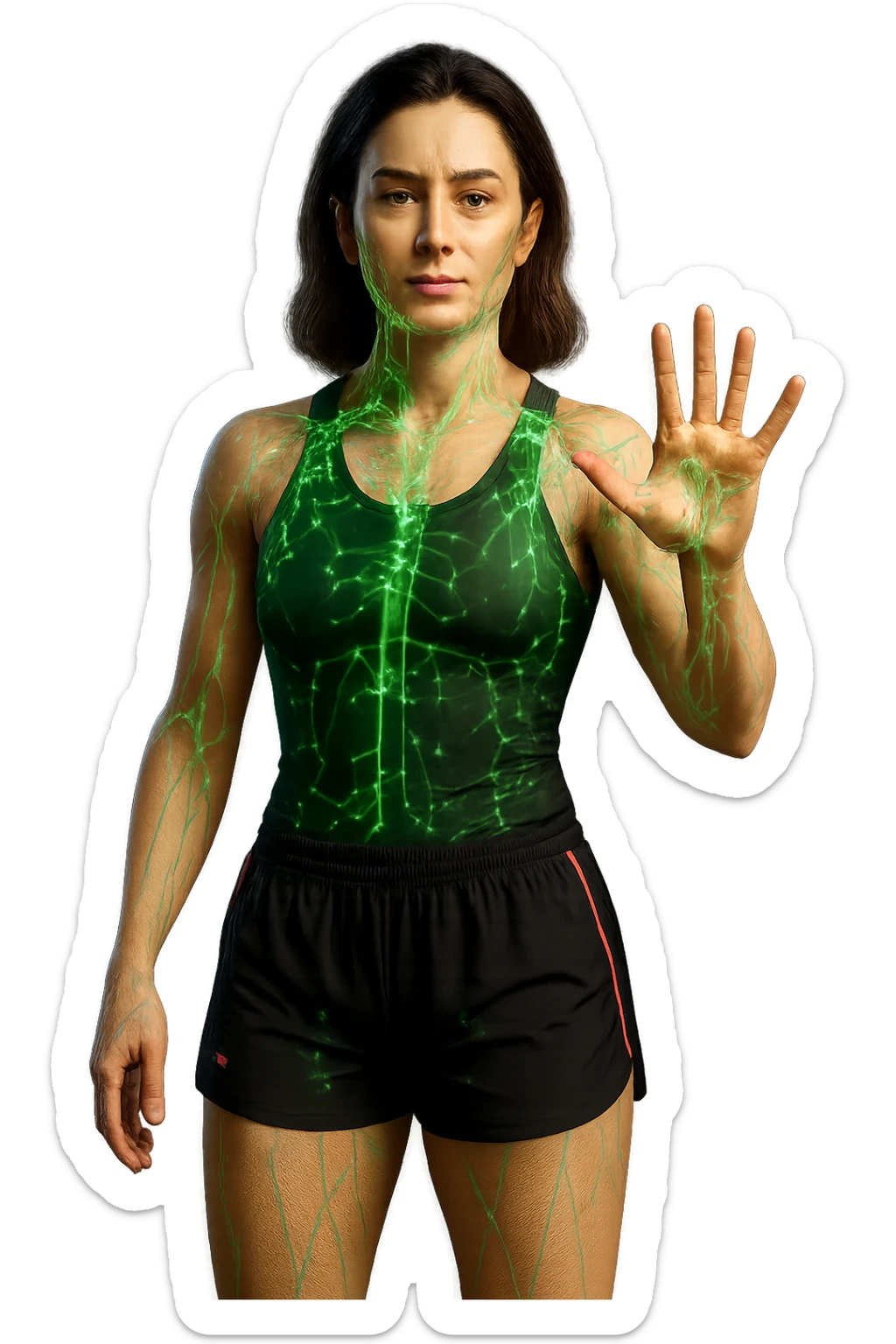 Donna in forma che ha riattivato il suo sistema linfatico su un corpo umano in 3D sticker