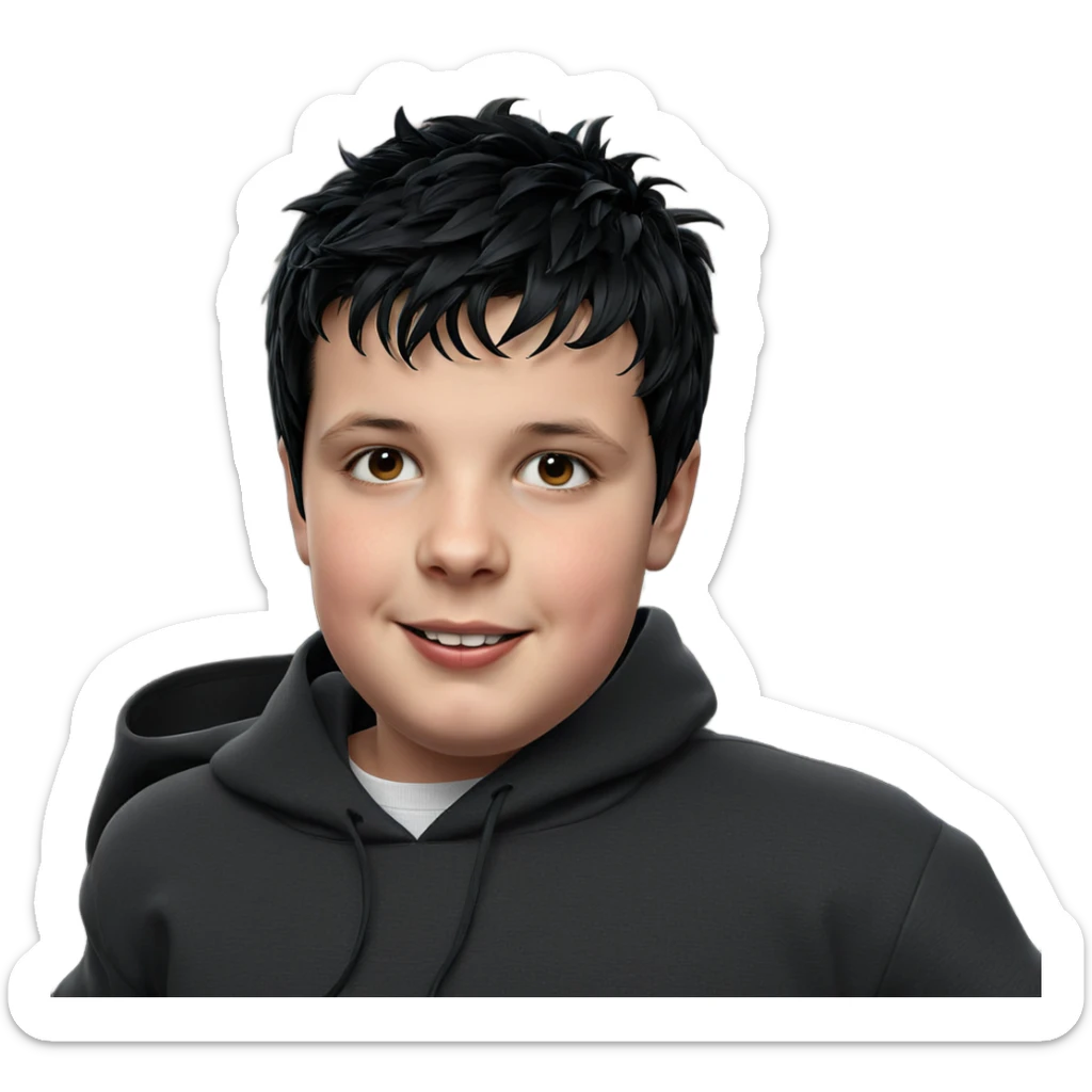 smiling boy with black hair sticker