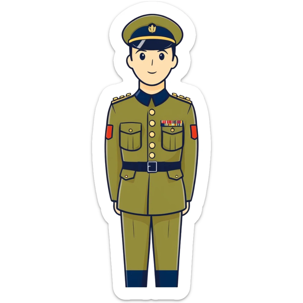 military man with the flag of Quebec in the background sticker