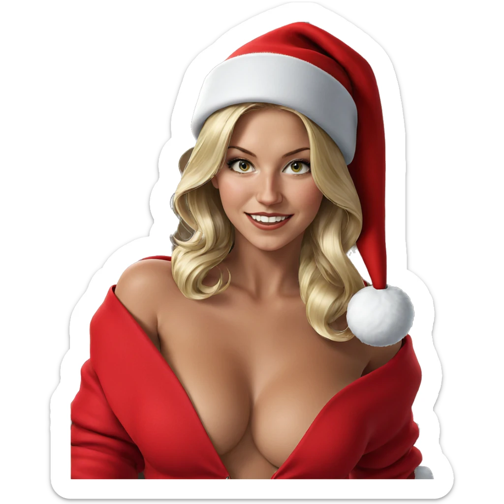 blonde girl in santa hat sticker
