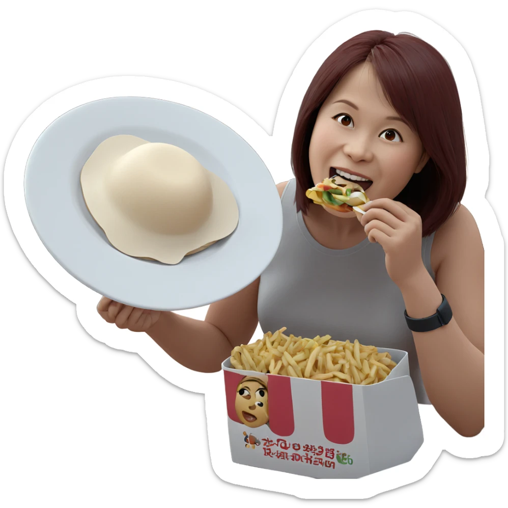 girl enjoying food at table sticker