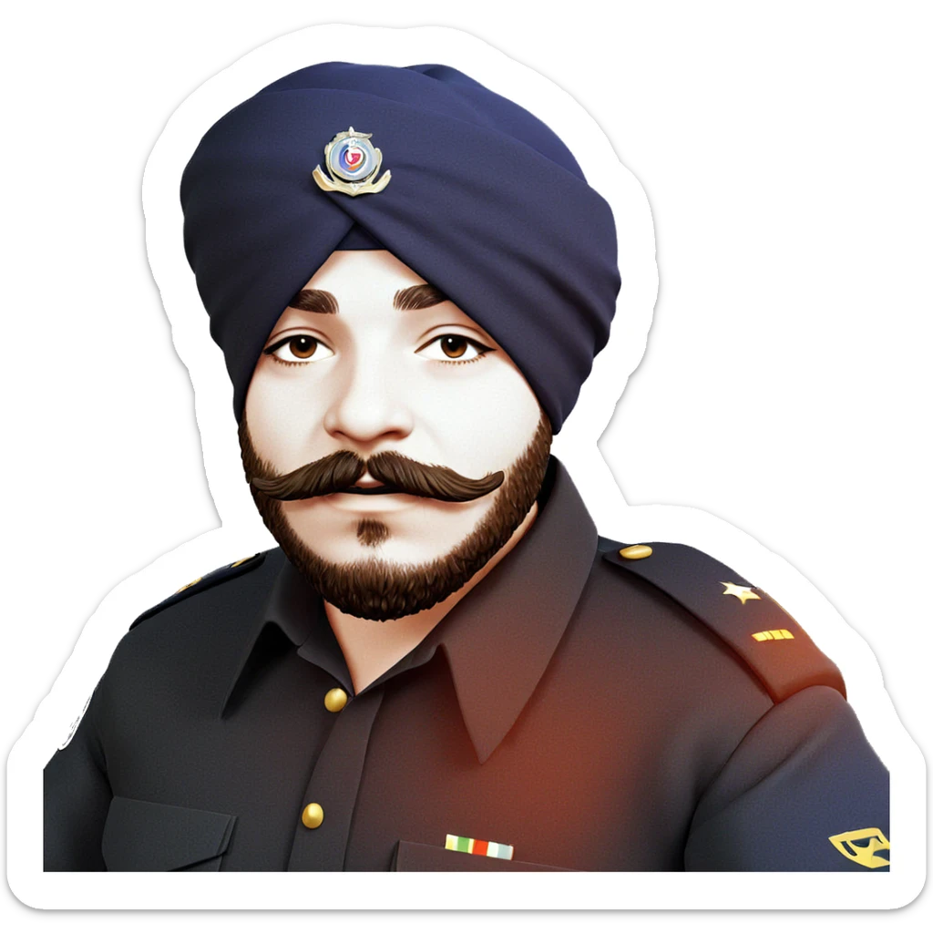 bearded boy in uniform sticker