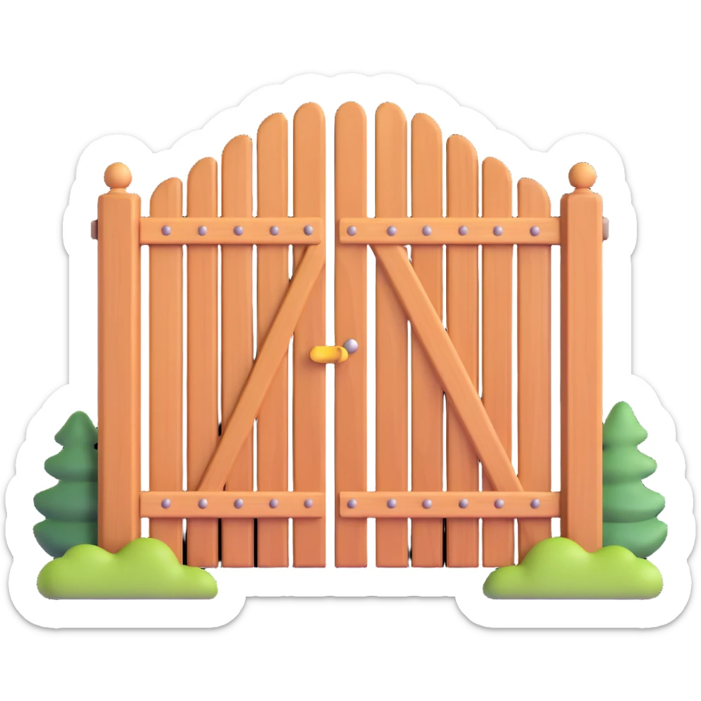 wooden fence gate door for house entrance sticker