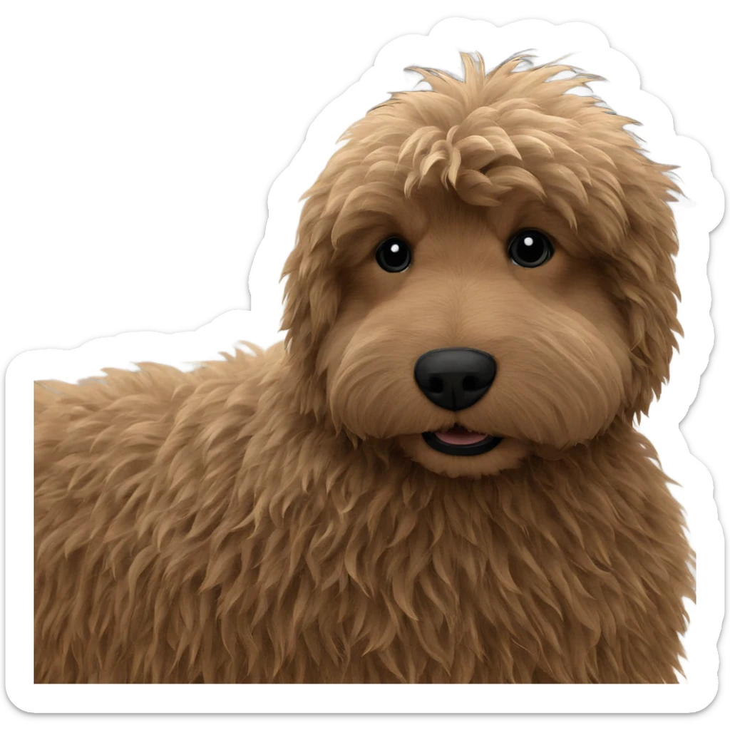 fluffy dog behind curtains sticker