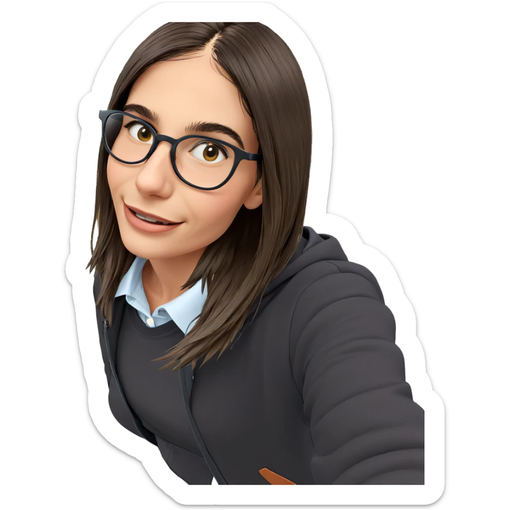 smiling girl outdoors with glasses sticker