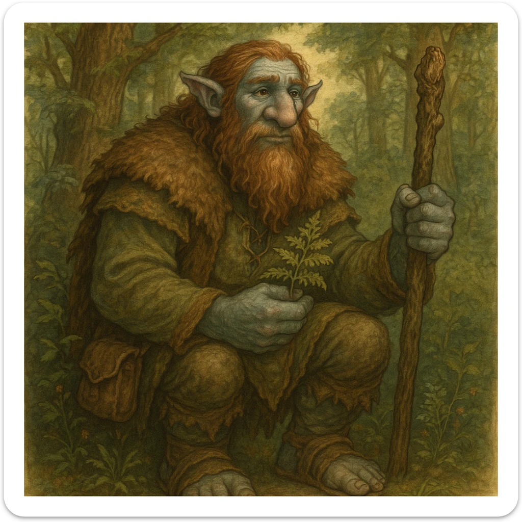 firbolg, gentle giant forest dweller, fantasy style, detailed fantasy illustration sticker