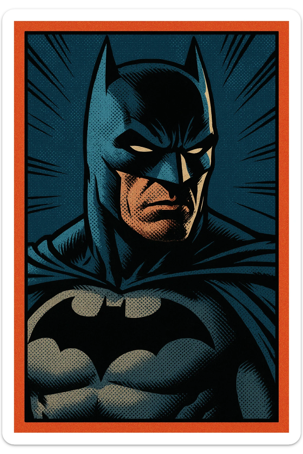 Batman close-up portrait with dramatic lighting, Grand Theft Auto V (GTA 5) style sticker