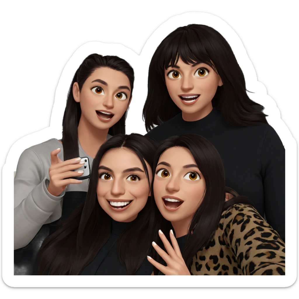 playful girls selfie moment sticker