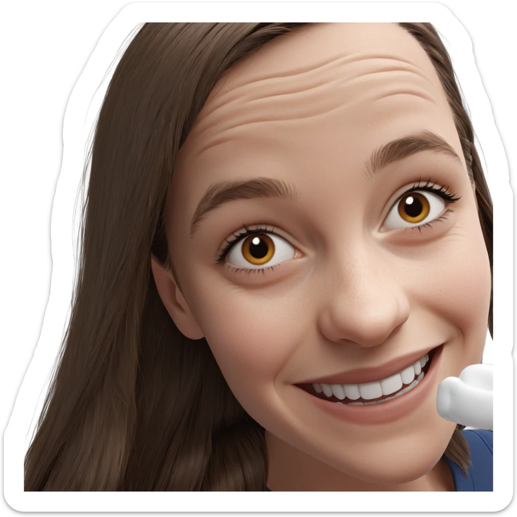 smiling girl portrait with brown hair sticker