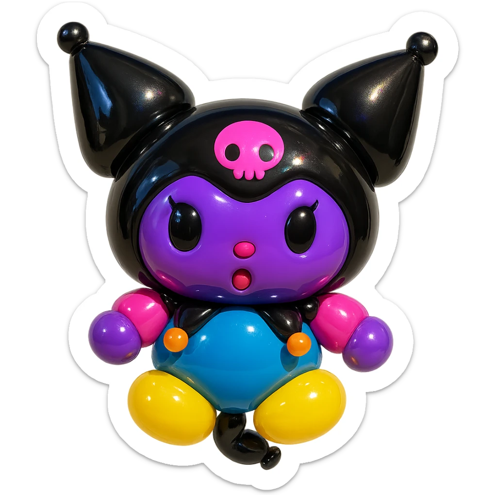 Kuromi character, puffy and glossy balloon style sticker