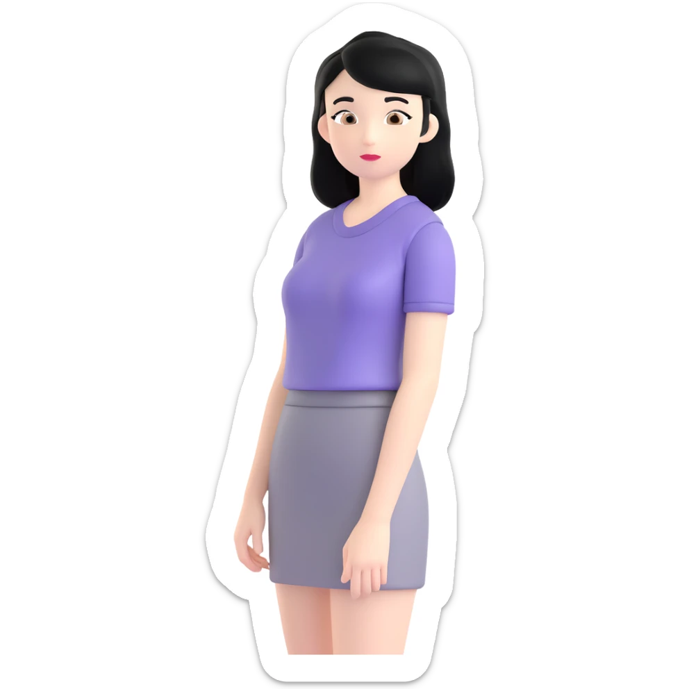 pretty girl with straight black hair, looking to the side sticker