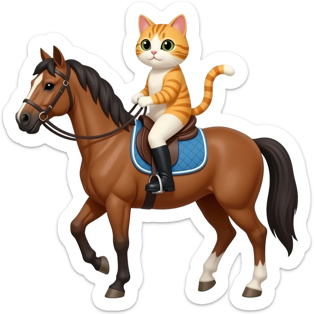 cat riding a horse sticker