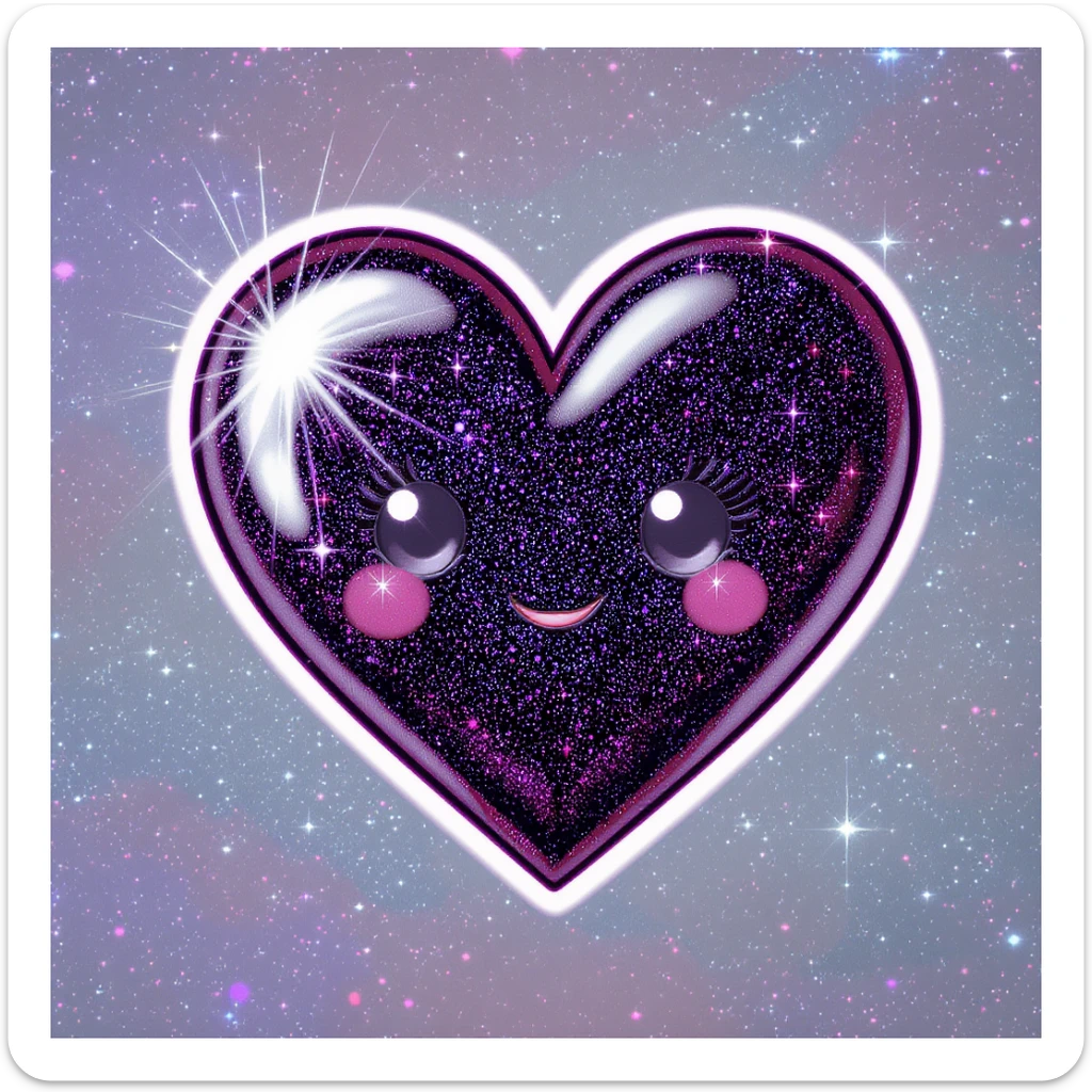 goth heart emoji, cute and shiny, no background sticker
