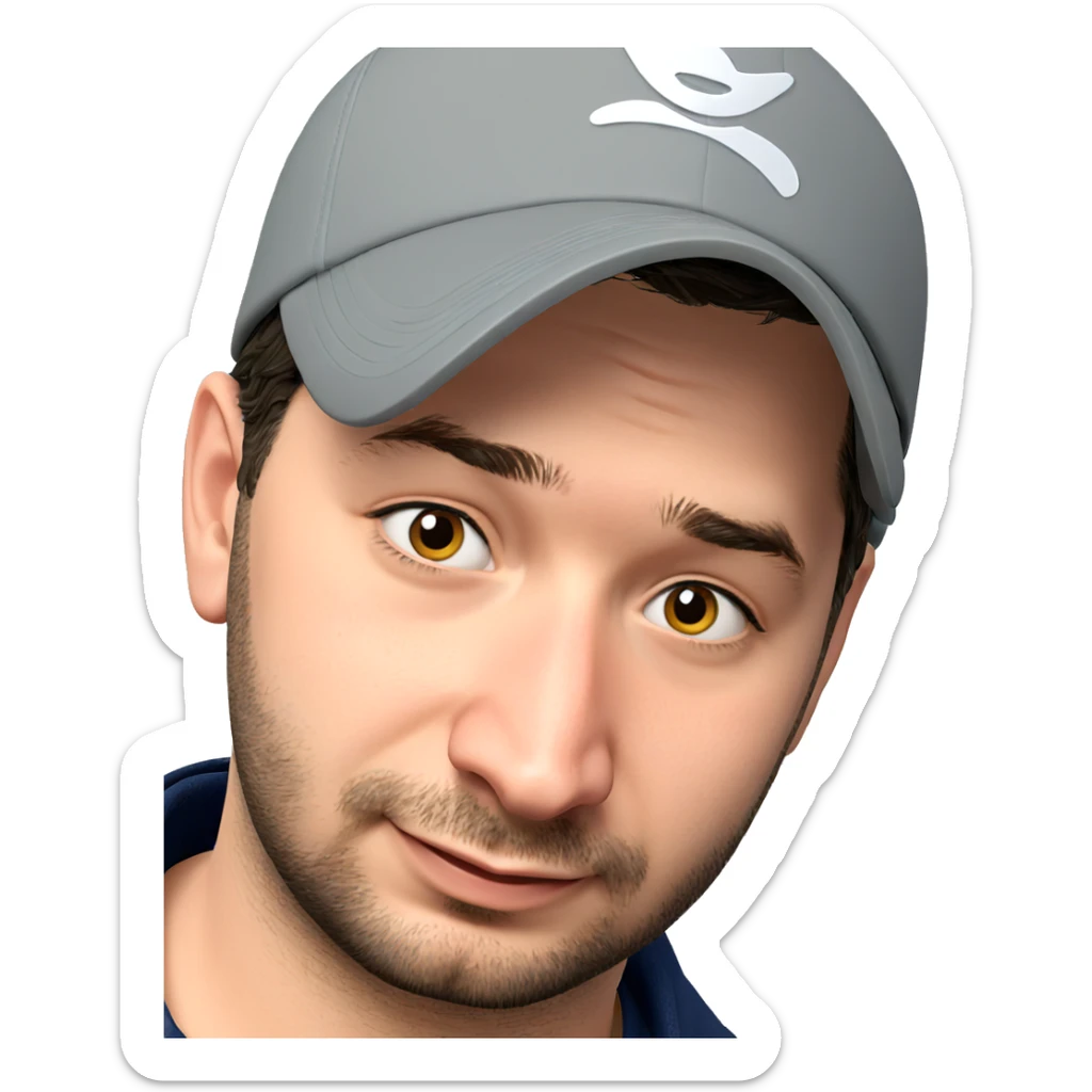 smiling boy in baseball cap sticker