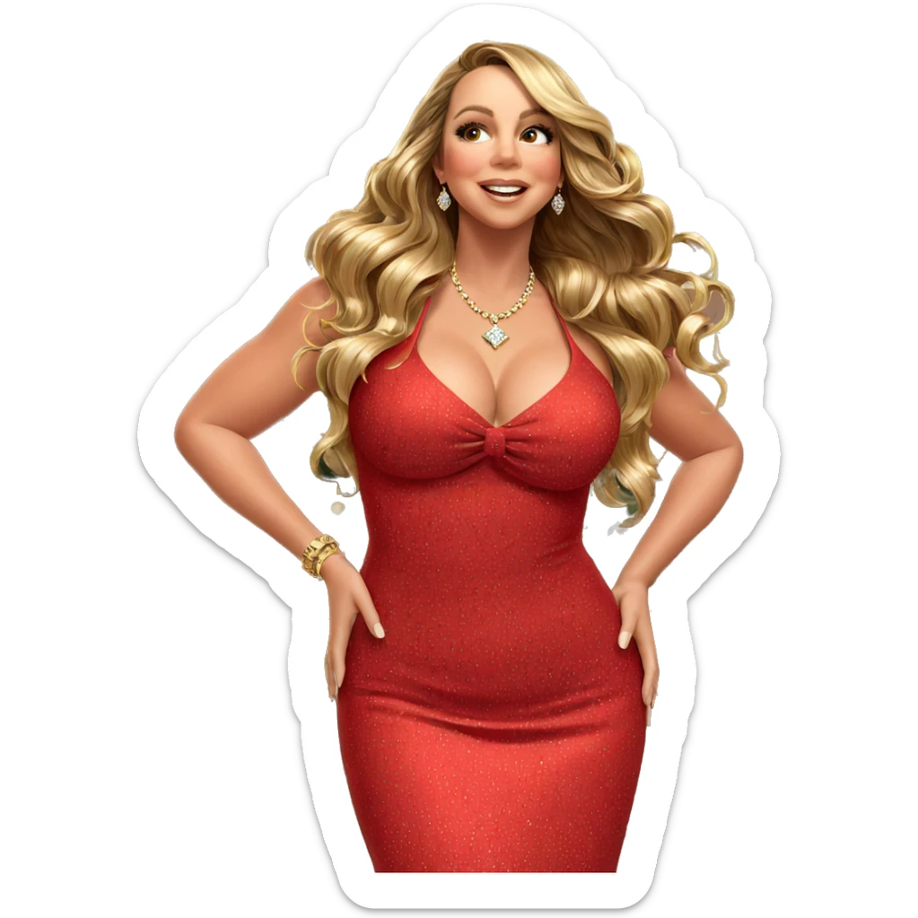 christmas beauty in red dress sticker