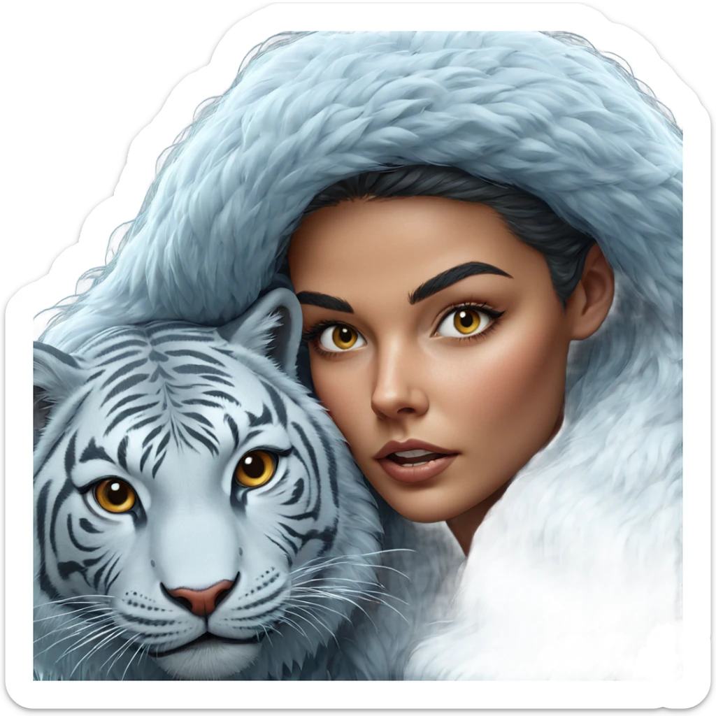 girl with tiger hood portrait sticker