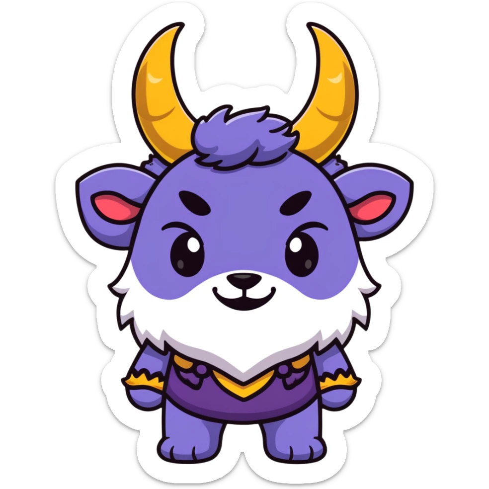 Beast from Beauty and the Beast with human-like mouth and facial expression, still with horns and fur, wearing prince outfit sticker