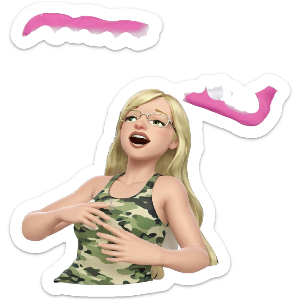 blonde girl singing in camouflage sticker