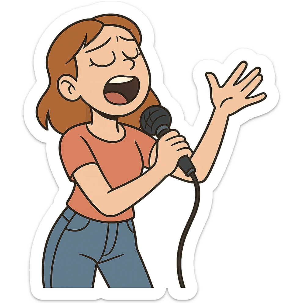 young lady singing sticker