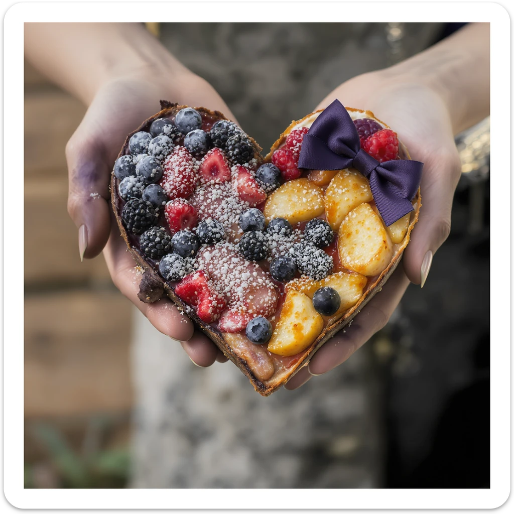 food heart emoji with a bow accent sticker