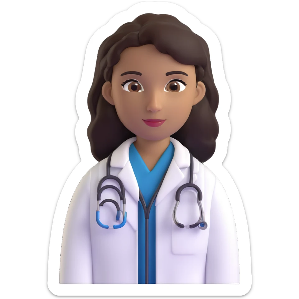 mature 60 year old doctor with stethoscope, dark brown hair, medium-dark tan skin tone, cinnamon skin, professional looking but not elderly sticker